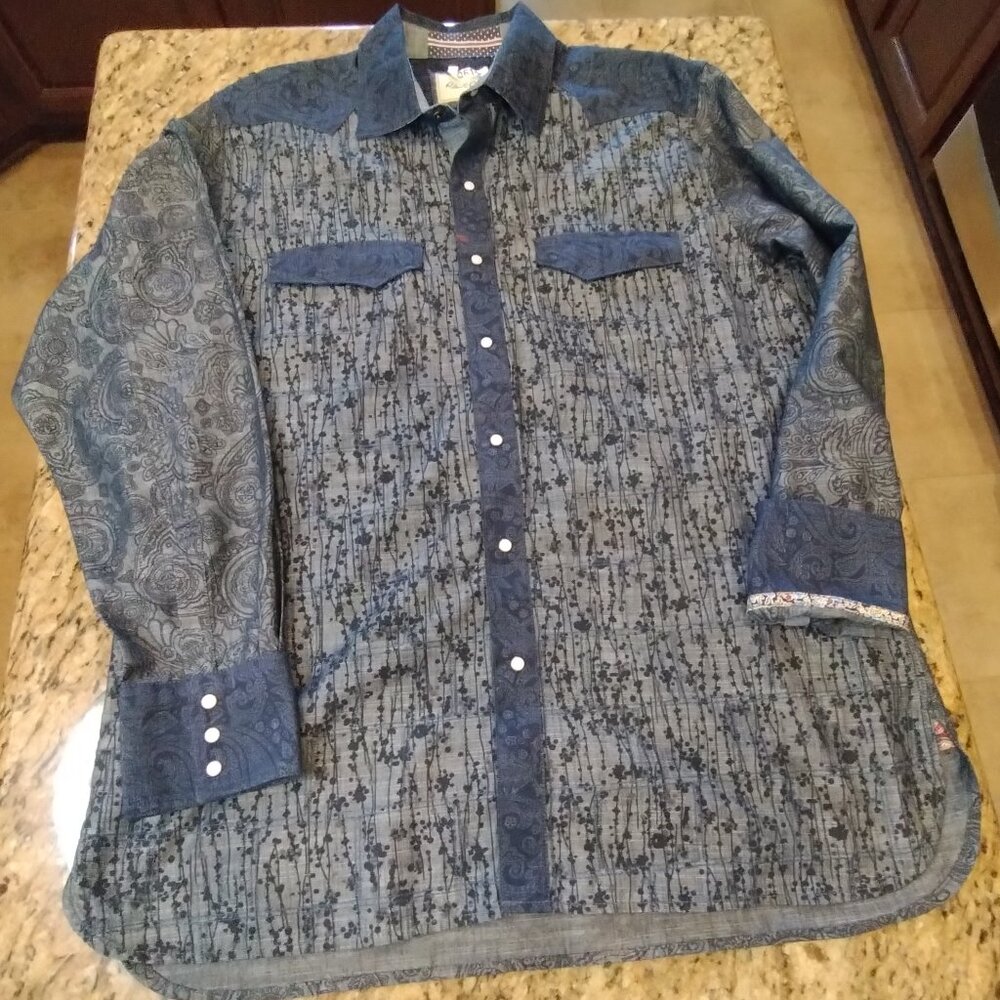 Robert Graham Western Pearl Snap Embroidered Shirt  Size XL